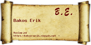 Bakos Erik névjegykártya